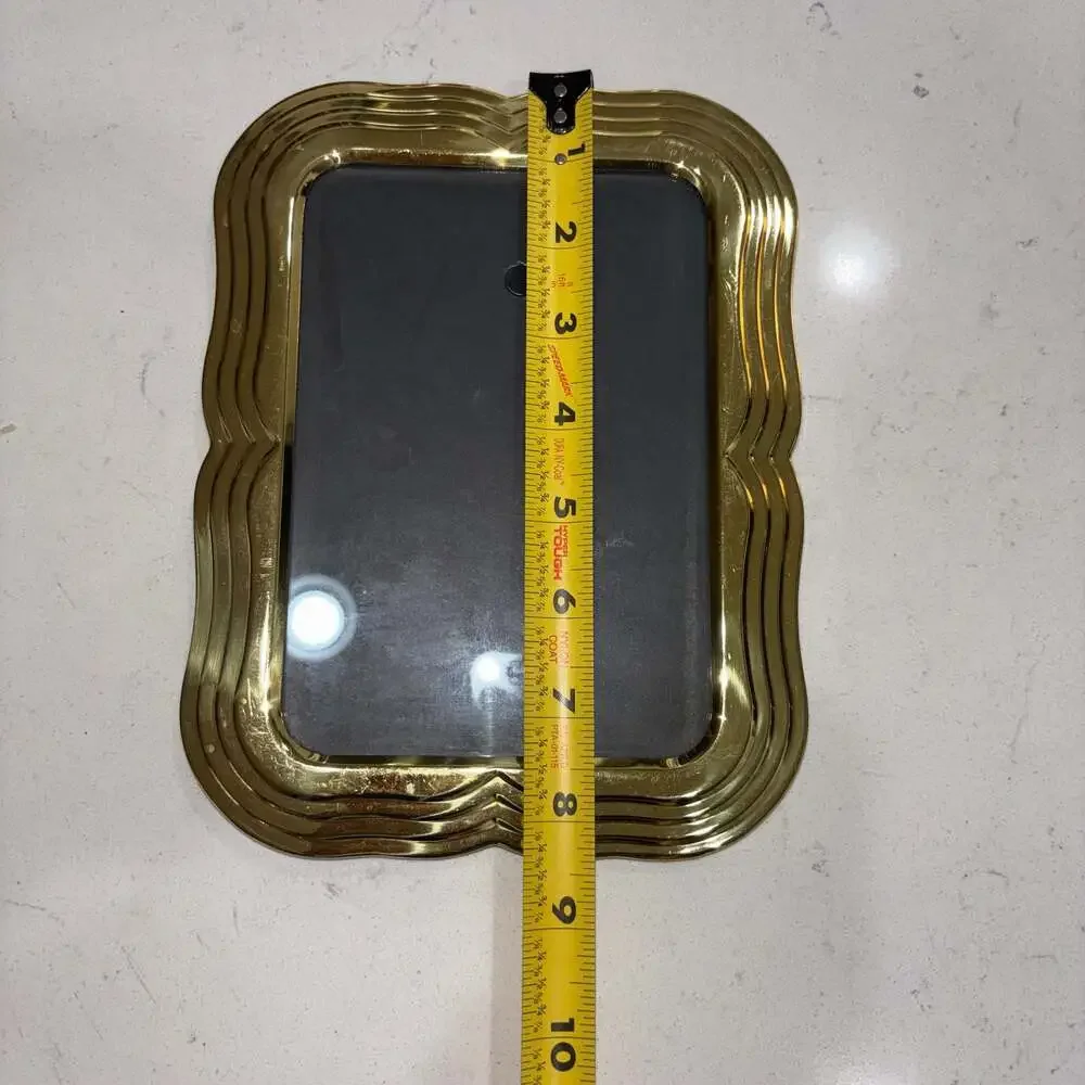 Vintage Art Deco Style Gold-Tone Metal Picture Frame with Wavy Border